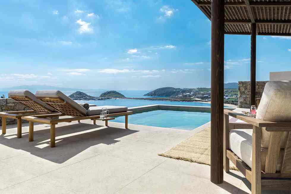  Each Villa at This New Luxurious Lodge in Mykonos Has a Personal Pool Overlooking the Aegean Sea